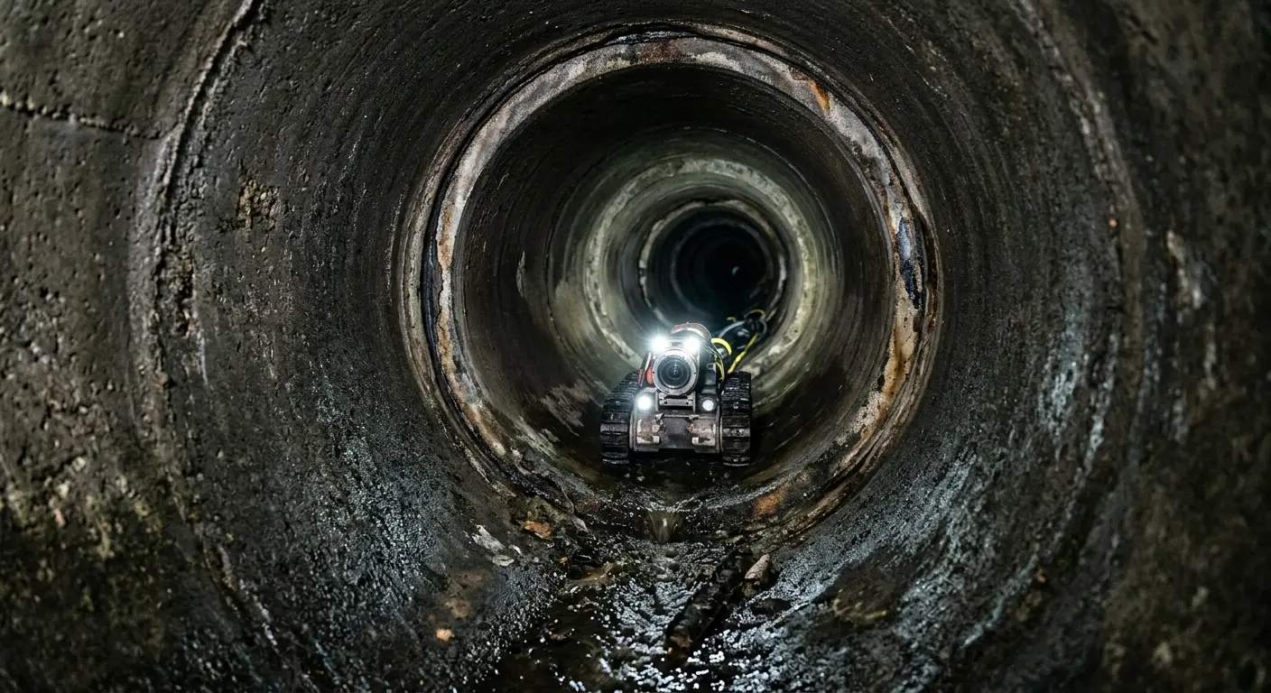 Robotic sewer camera inspecting pipe interior for Sewer Line Repair in Fairburn